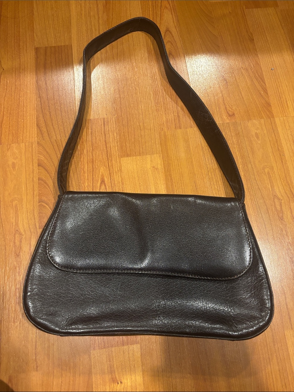 Classic Dark Brown Leather Shoulder Bag